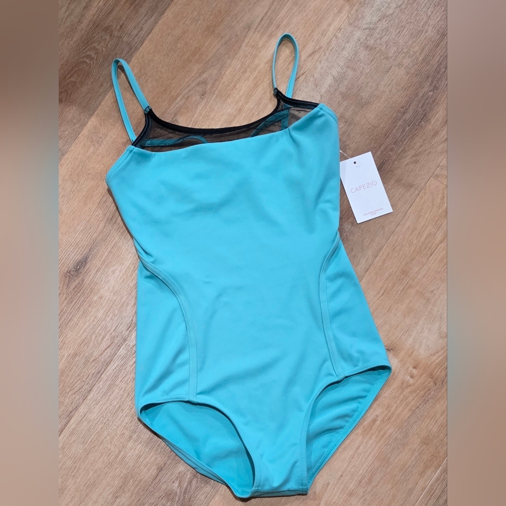 Capezio Turquoise Leotard with Black Mesh - S (061)